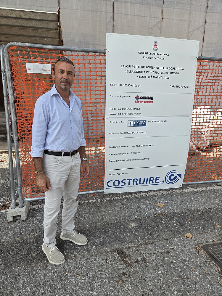 Partiti i lavori di rifacimento del tetto della scuola "Milite Ignoto" a Malmantile - il sindaco Caporaso