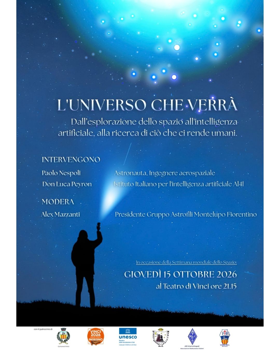 Vinci ritorna nello spazio, a teatro di parla de ‘L’Universo che verrà’