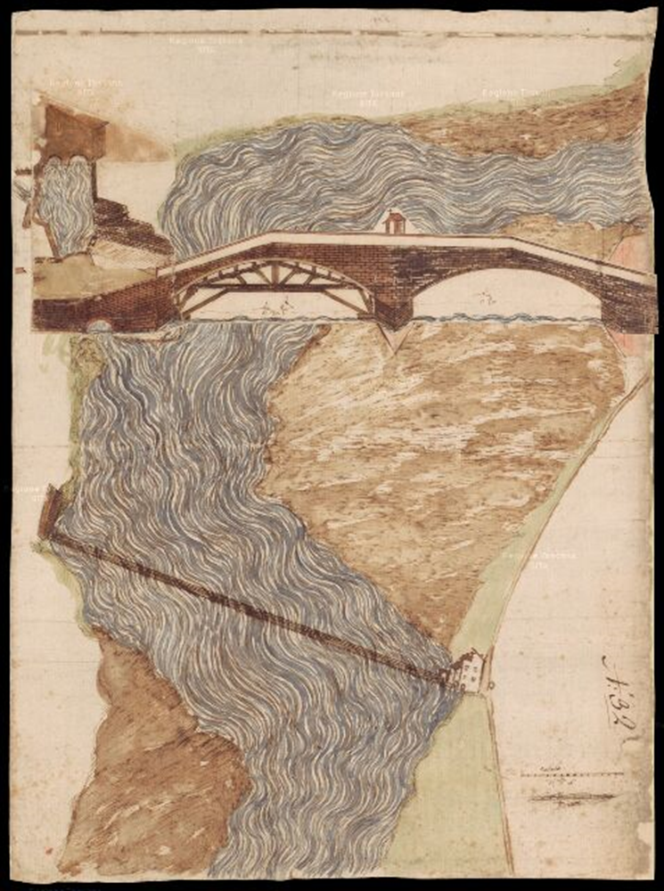 Il ponte e la traversa nella mappa dei Capitani di parte Guelfa (Fonte foto CBMV)