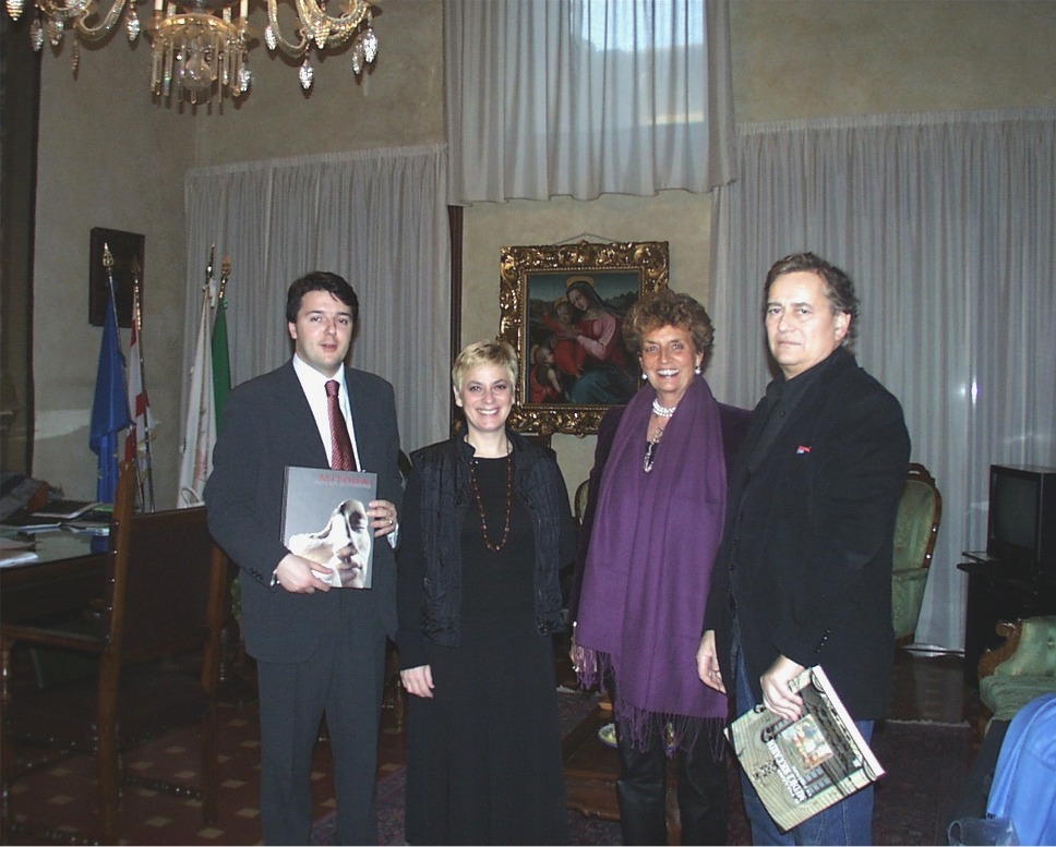 Da sinistra: Renzi, Cassi, Folonari, Mitoraj