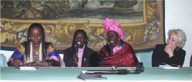 Nella foto da sinistra Diye Ndiaye, un’interprete, la presidente del Gruppo d’interesse economico “Pencum Senegal”, M’bathio Niang, l’assessore Monciatti