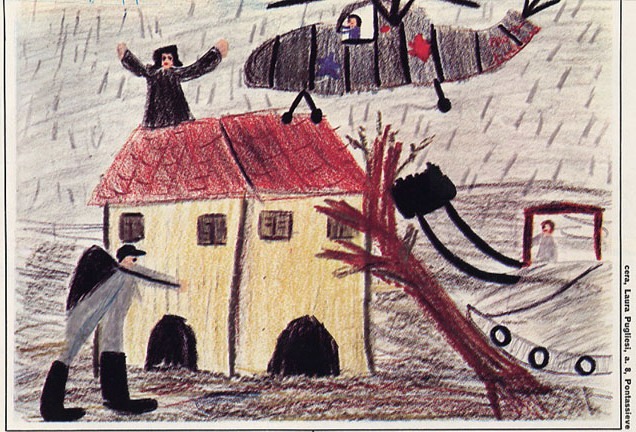 L'alluvione in un disegno di un bambino