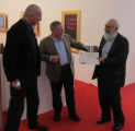 Consegna del Premio 'Citta' Ideale' alla Provincia di Firenze. Da sinistra Bucci, Pesci, Lepri