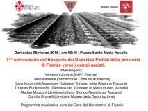 L'invito per il 71 anniversario del trasporto dei deportati politici della provincia di Firenze verso i campi nazisti
