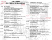 Il programma del convegno sui cento anni dal terremoto in Mugello (retro)