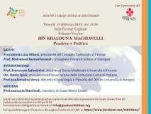 Ibn Khaldun e Machiavelli: Pensiero e Politica. Incontro venerdì 18 febbraio alle ore 16:30 nella Sala Firenze Capitale di Palazzo Vecchio