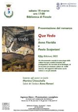 Locandina presentazione libro Que Vedo di Anna Floridia e Paolo Scopetani 