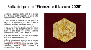 Descrizione spilla del premio 'Firenze e il Lavoro'
