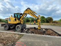 Lavori in corso per la riorganizzazione del sistema fognario in localitù Botteghe (Foto da comunicato stampa Acque Spa)