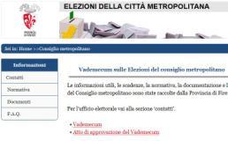 Pagina con il vademecum per le elezioni metropolitane sul sito della Provincia di Firenze
