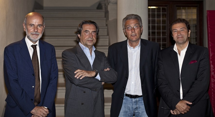 Il Direttore del Museo Claudio Rosati, il Maestro Riccardo Muti, il Sindaco Carlo Nannetti e l'Assessore Marco Capaccioli