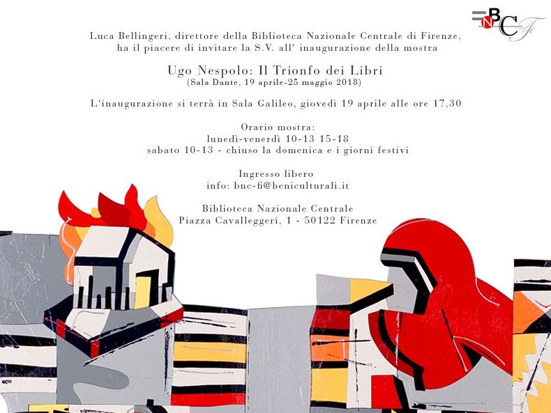 Invito mostra 'Ugo Nespolo: il trionfo dei libri'