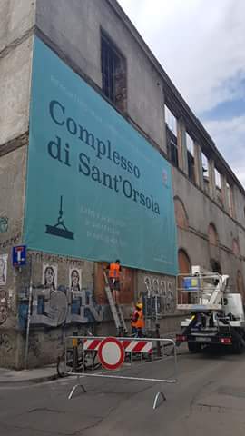 Il montaggio dei pannelli informativi a Sant'Orsola