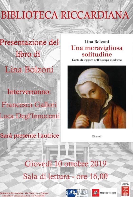 Manifesto presentazione del libro di Lina Bolzoni
