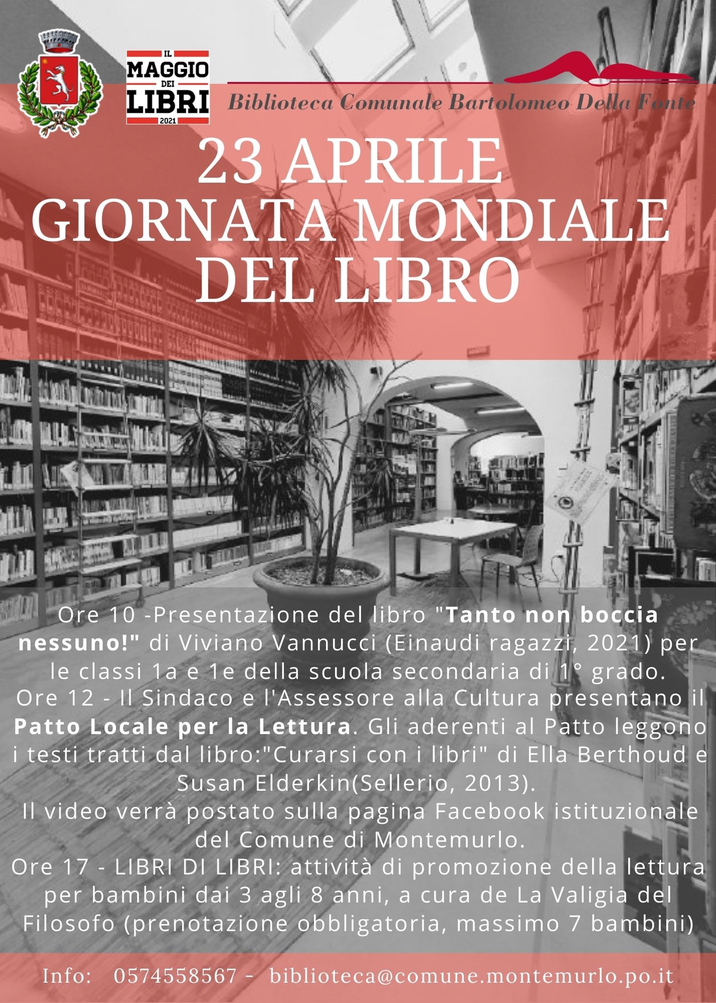 Montemurlo celebra la Giornata mondiale del libro, locandina