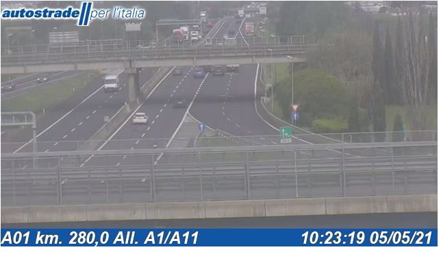 Allacciamento A1-A11 (Frame da webcam Autostrade per l'Italia)