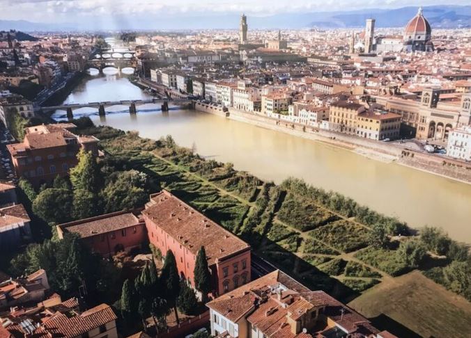 Immagine dall'alto del Terzo Giardino sull'Arno