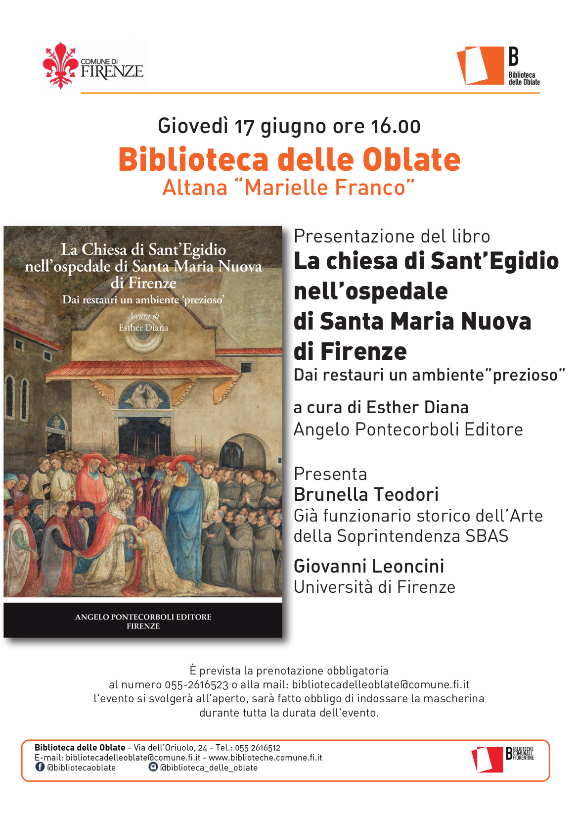 presentazione volume "La chiesa di Sant’Egidio nell’ospedale di Santa Maria Nuova di Firenze”
