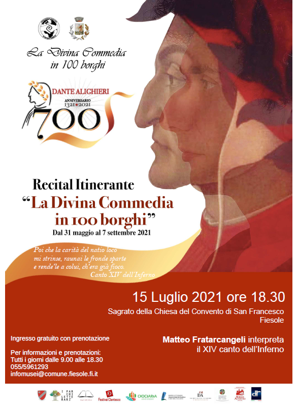 Il recital itinerante La Divina Commedia in 100 Borghi, locandina