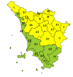 Codice giallo 26 e 27 luglio (Fonte immagine Regione Toscana)
