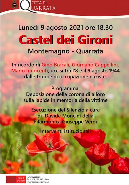 Manifesto commemorazione Castel dei Gironi 9 agosto 2021