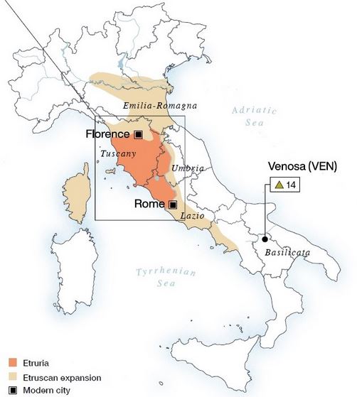 Area di diffusione degli etruschi