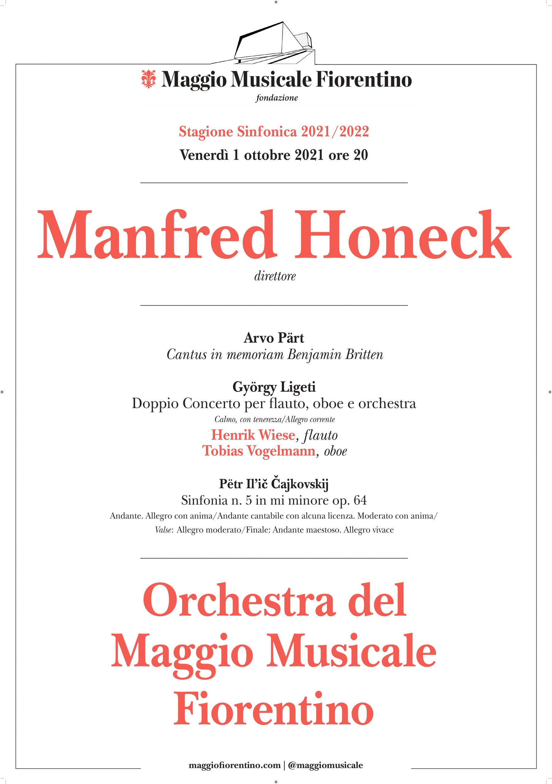 Manfred Honeck sul podio alla guida dell’Orchestra del Maggio Musicale Fiorentino, locandina