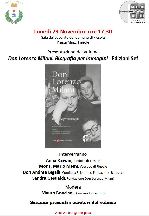 Locandina presentazione 'Don Lorenzo Milani. Biografia per immagini'