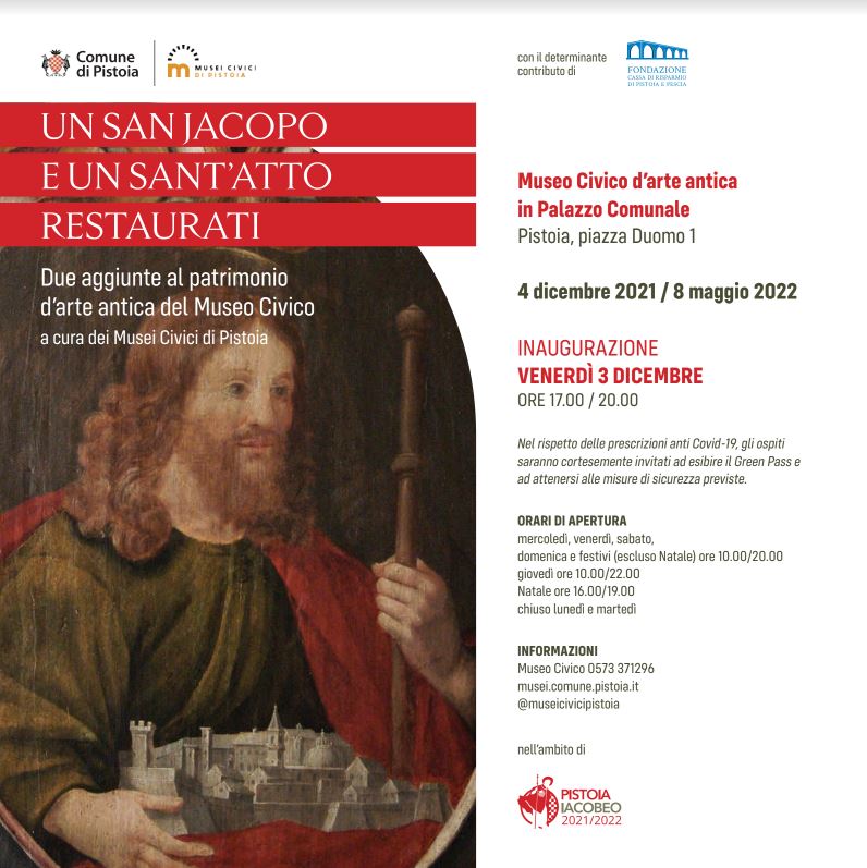 Locandina della mostra Un San Jacopo e un Sant'Atto restaurati