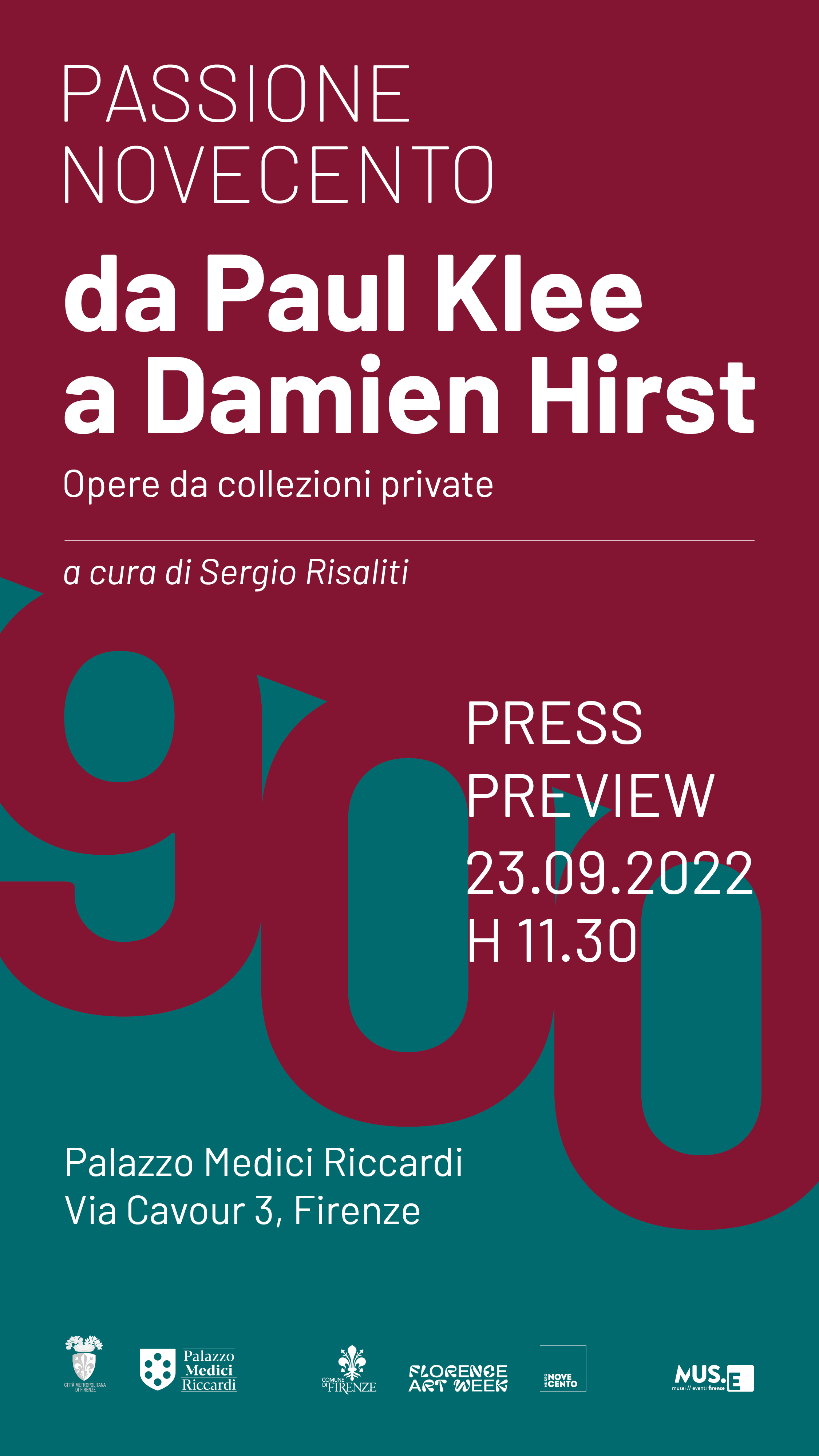 L'invito per la presentazione della mostra 'Passione Novecento. Da Paul Klee a Damien Hirst
