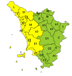 Codice giallo (Fonte immagine Centro Funzionale della Toscana)