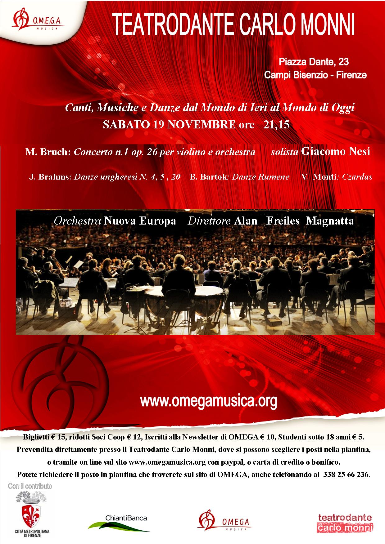 Locandina Concerto per violino e orchestra al Teatro Carlo Monni 