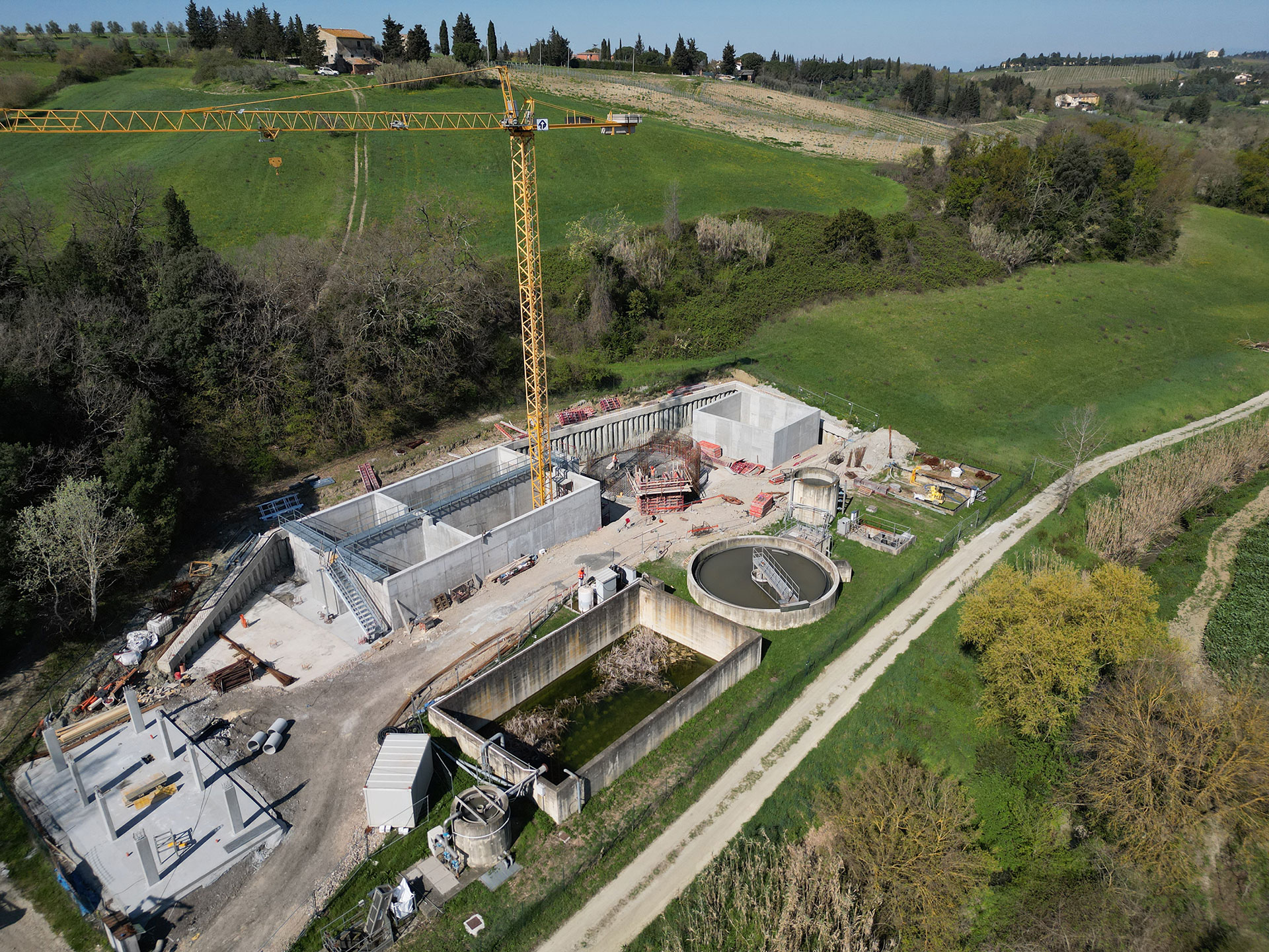 I lavori del nuovo depuratore (Fonte foto Acque Spa)