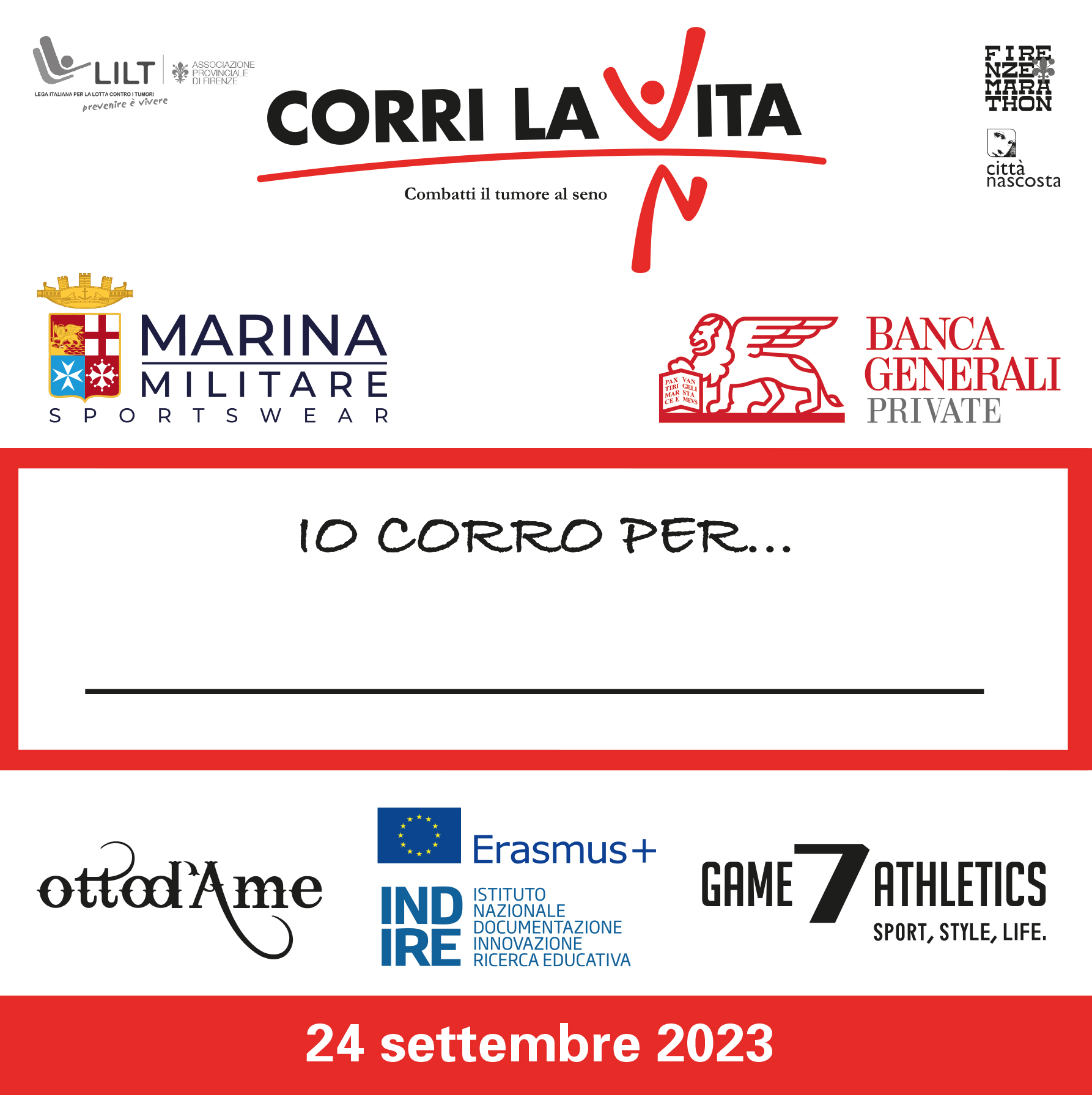 Pettorina di Corri La Vita