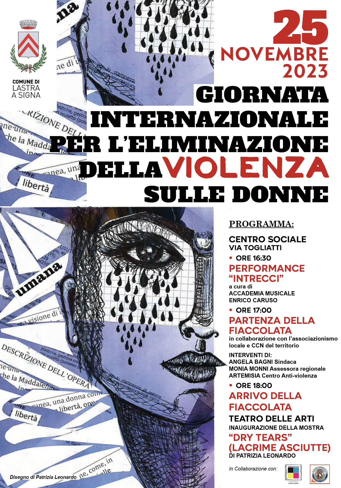 Locandina Comune di Lastra a Signa - Programma eventi 25 novembre Giornata internazionale per l’eliminazione della violenza contro le donne