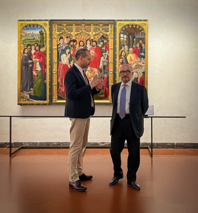 Ministro della Cultura Gennaro Sangiuliano e il direttore delle Gallerie Simone Verde