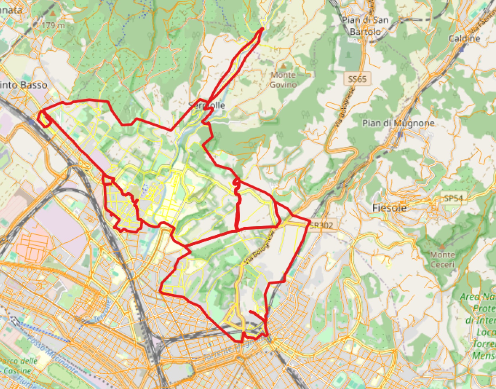 Zone interessate per lavori via Bolognese (Fonte immagine Publiacqua)