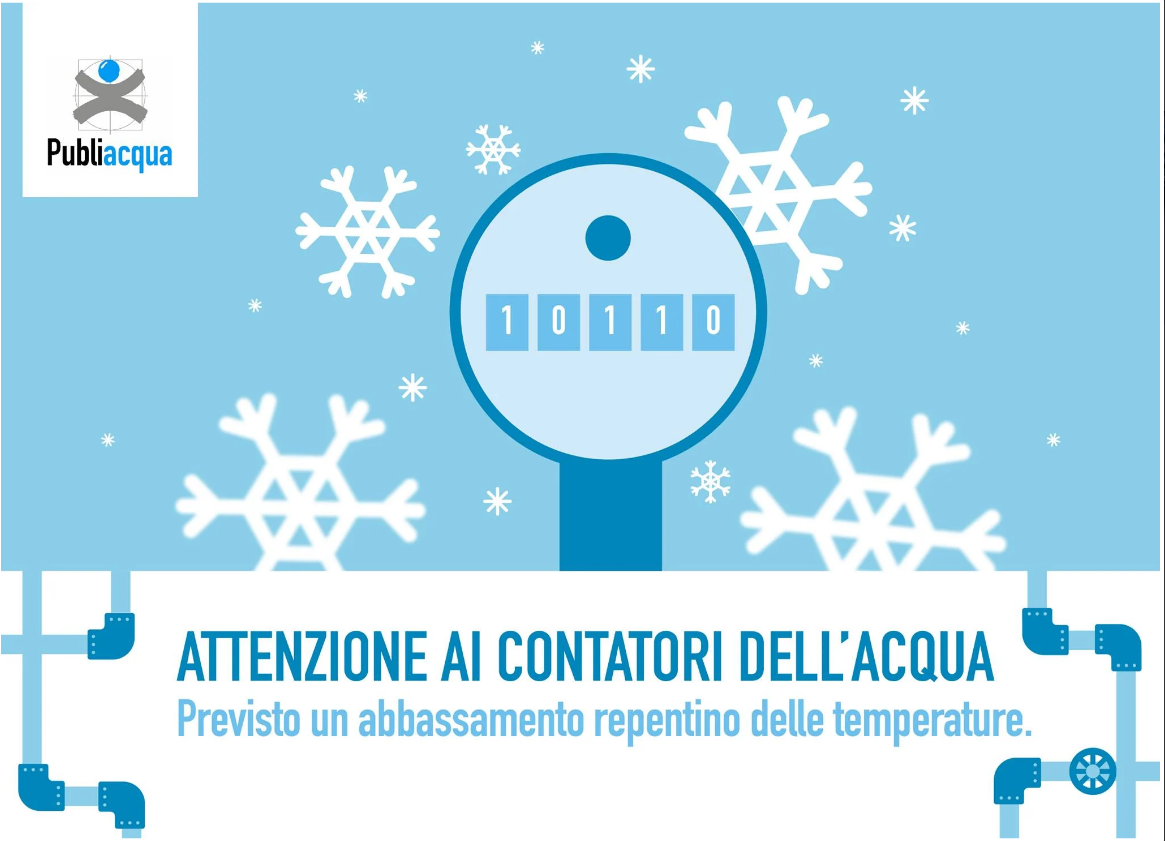 Publiacqua cartello: attenzione ai contatori dell'acqua in caso di gelo