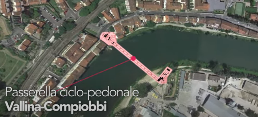 Passerella Compiobbi - Vallina. Frame da video Florence TV