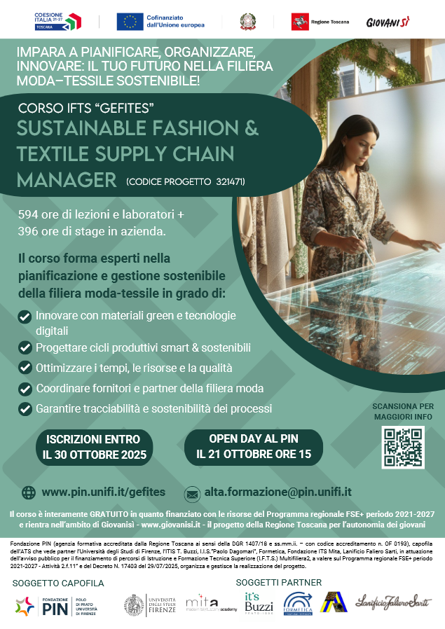 Al PIN nasce il corso che forma i nuovi esperti della gestione sostenibile della filiera moda-tessile