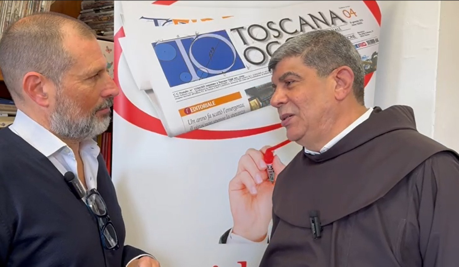 Padre Ibrahim Faltas nella redazione di 'Toscana Oggi'