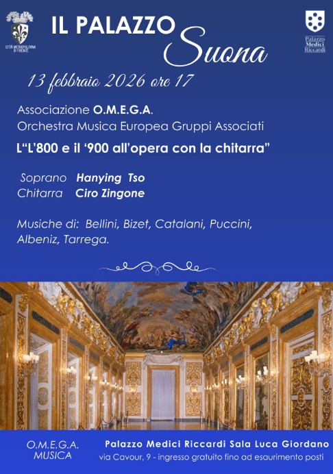 Locandina concerto L’800 e il ‘900 all’opera con la chitarra 13 febbraio 2026