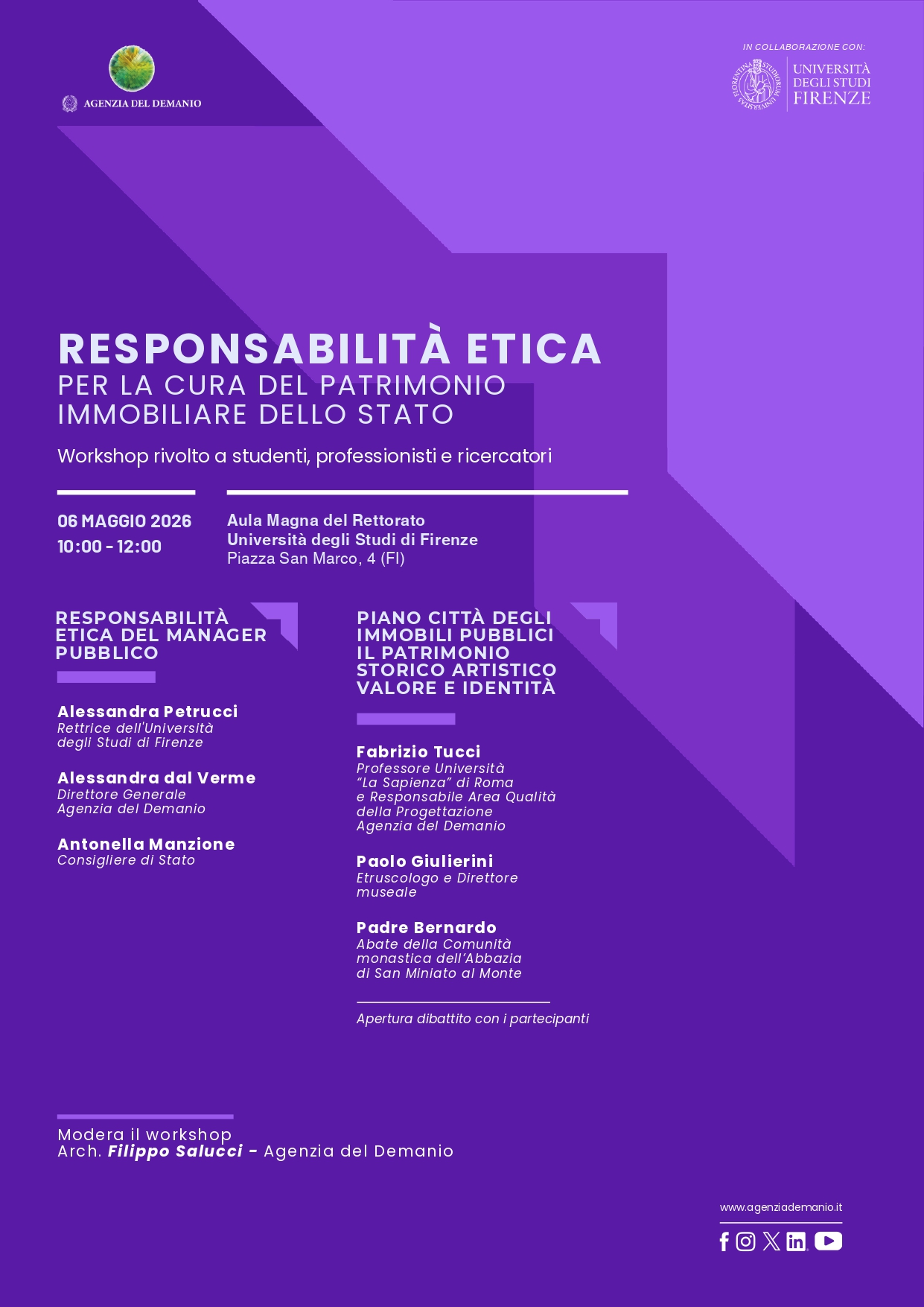 Responsabilità etica per la cura del patrimonio immobiliare dello Stato: workshop all’Università di Firenze insieme all’Agenzia del Demanio