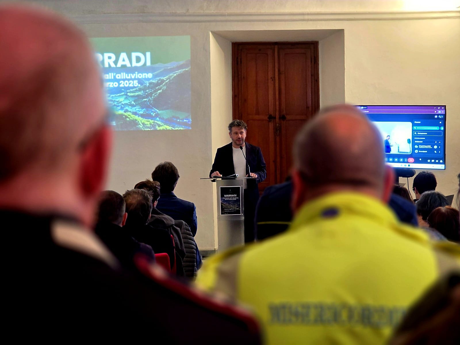 Il Sindaco Tommaso Triberti durante la presentazione del Report