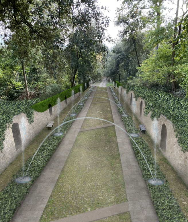 Come sarà il Viale degli Zampilli nel Parco di Pratolino