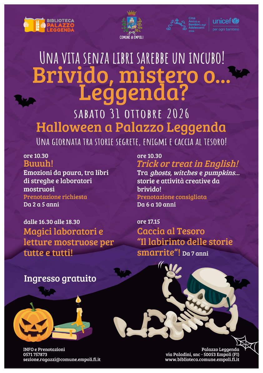 Una vita senza libri sarebbe un incubo! Brivido, mistero o... Leggenda? Tutto pronto per un ‘Halloween’ da paura