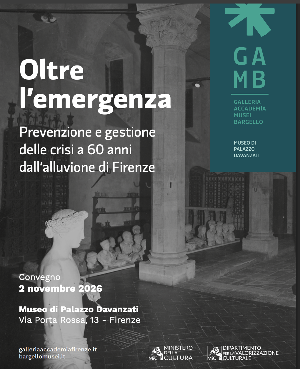 Oltre l'emergenza: a sessant'anni dall'alluvione di Firenze, una giornata di studi dedicata alla tutela del patrimonio culturale