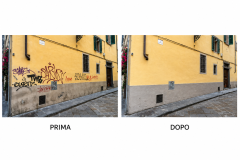 Borgo Allegri le scritte prima e dopo (Fonte immagine comunicato stampa Plures Alia)